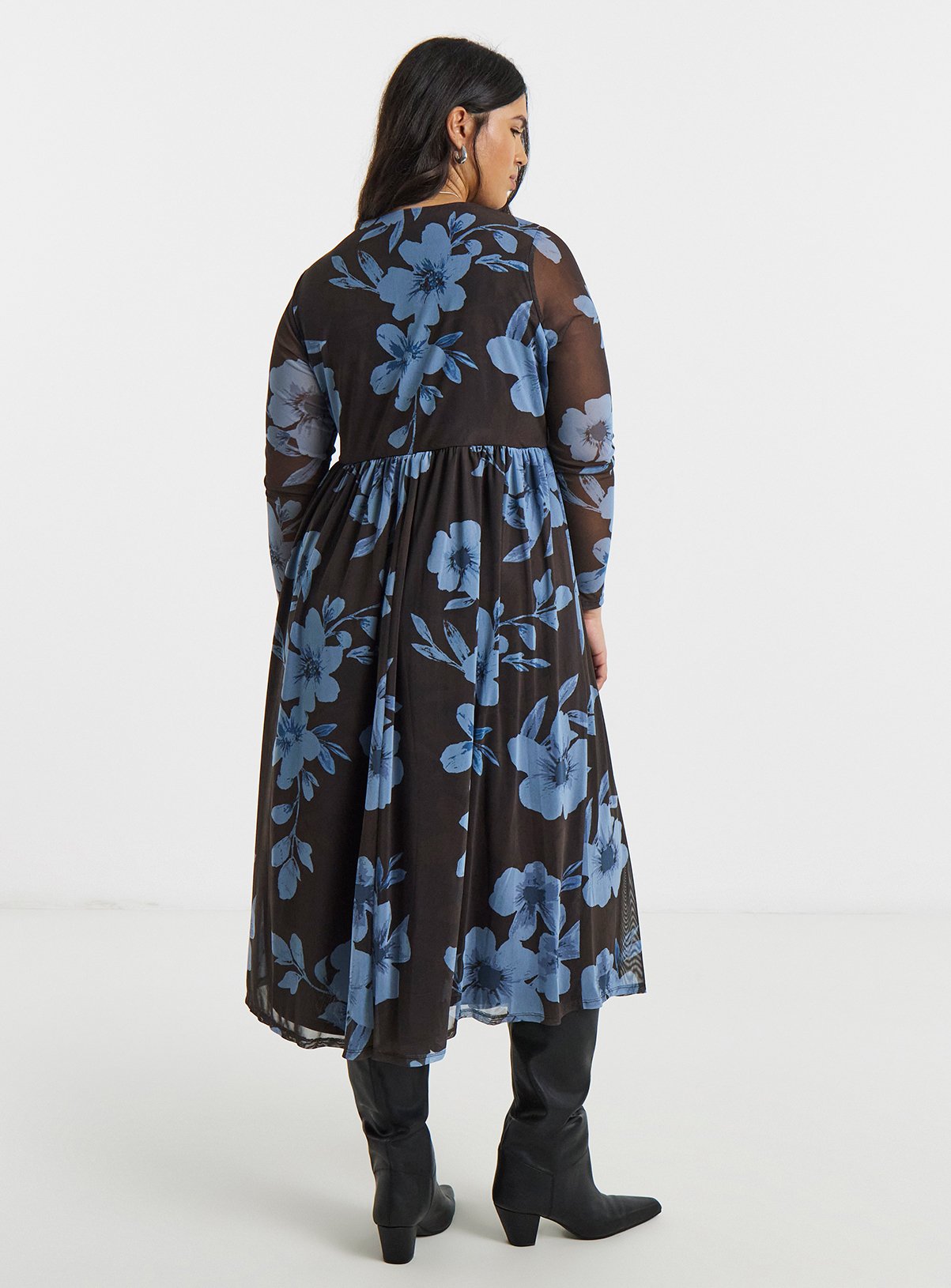 SIMPLY BE Dry Handle Mesh Floral Midi Dress 10 - Image 2 thumbnail